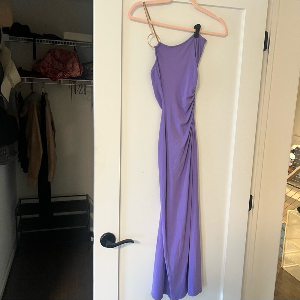 NWT WEWOREWHAT Purple One-Shoulder Dress
